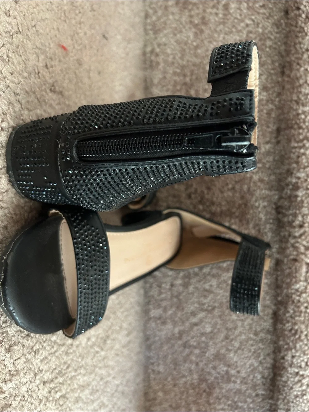 Adrienne Vittadini Black Rhinestone Ankle-Strap Dress Sandals